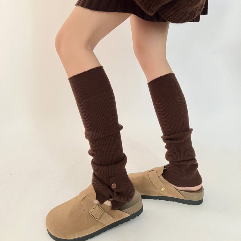 Wool Pile Leg Cover Side Buttons Lazy Socks Angora Red Vintage Y2K Girl Calf Socks Cover - Image 3